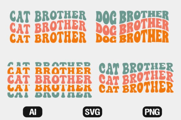 Cat Brother Retro Wavy SVG Bundle T-shirt