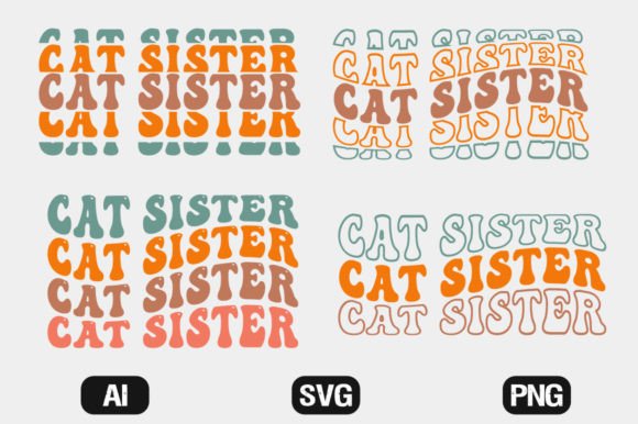 Cat Sister Retro Wavy SVG Bundle T-shirt Review